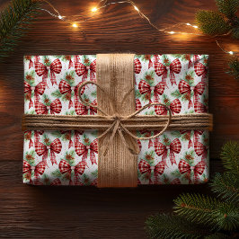 Weihnachtsfeiertag Roter Gingham Karo Bows Geschenkpapier
