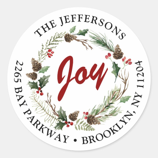 Weihnachtsfeiertag-Rücksendeadresse Runder Aufkleber (Vorderseite)