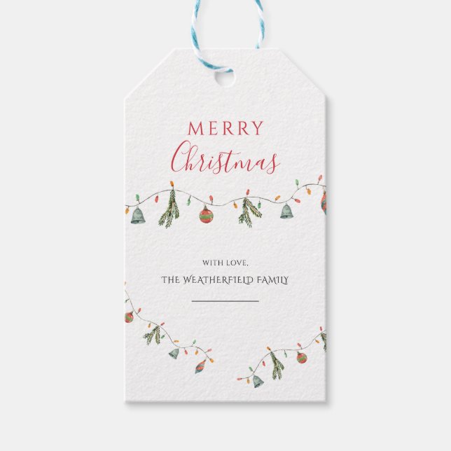 Weihnachtsfeiertag Rustikale Dekoration Wasserfarb Geschenkanhänger (Vorderseite)