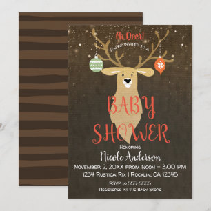 Weihnachtsfeiertag Rustikale Winter Deer Baby Dusc Einladung