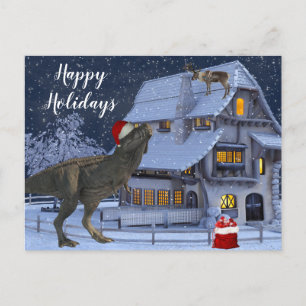 Weihnachtsfeiertag Santa Dinosaurier Postkarte