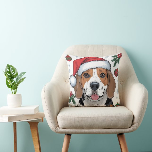Weihnachtsfeiertag Santa Dog Beagle Kissen (Stuhl )