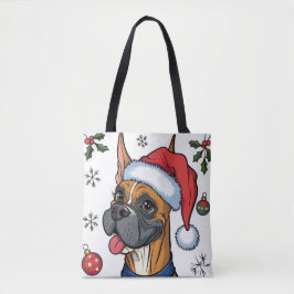 Weihnachtsfeiertag Santa Dog Boxer Tote Tasche