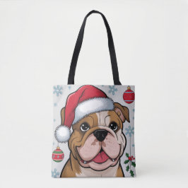 Weihnachtsfeiertag Santa Dog Bulldog Tote Tasche