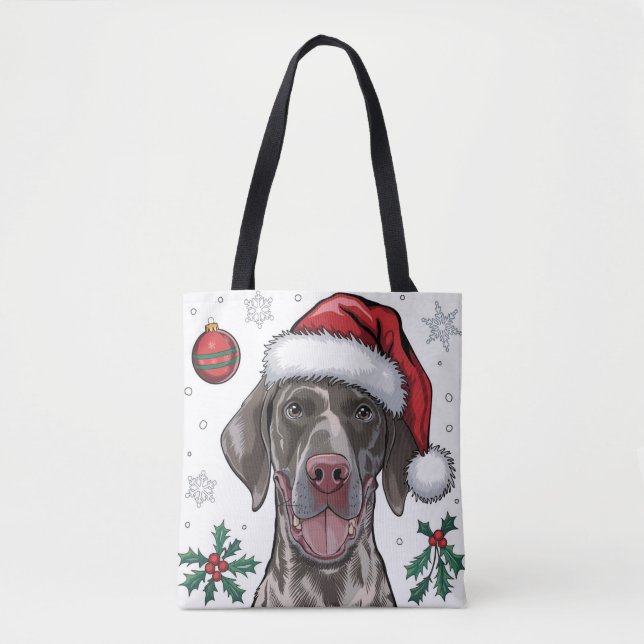 Weihnachtsfeiertag Santa Dog Pointer Tote Tasche (Vorderseite)