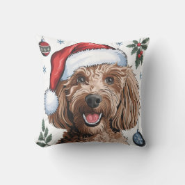 Weihnachtsfeiertag Santa Dog Poodle Throw Kissen