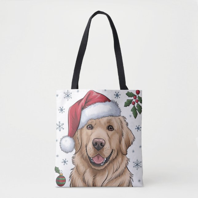 Weihnachtsfeiertag Santa Dog Retriever Tote Bag (Vorderseite)