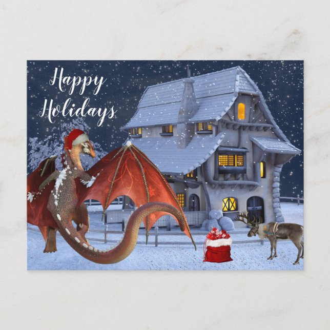 Weihnachtsfeiertag Santa Dragon Postkarte (Vorderseite)