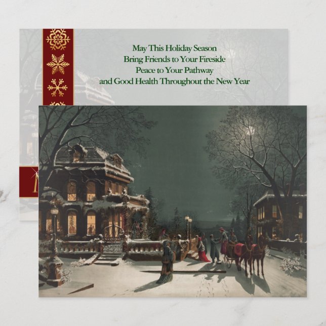 Weihnachtsfeiertag Schlittenfahrt Maßgeschneiderte Feiertagskarte (Vorne/Hinten)