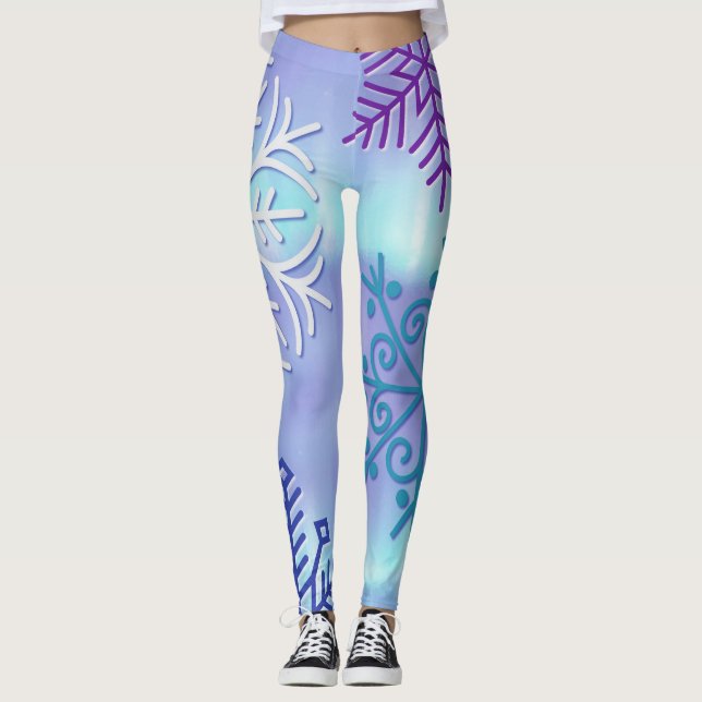 Weihnachtsfeiertag Schneeflocken Winter Leggings (Vorderseite)