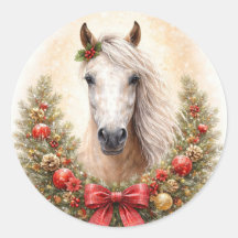 Weihnachtsfeiertag Schöne Pferd und Kranz