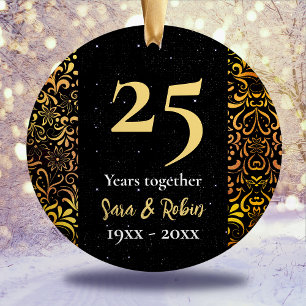 Weihnachtsfeiertag schwarzes Blumengold Keramik Ornament