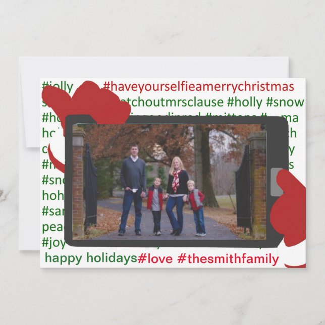 Weihnachtsfeiertag Selfie Santa Foto Karte (Vorderseite)