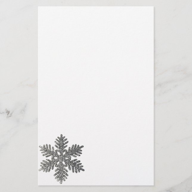 Weihnachtsfeiertag Silber Snowflake Star Design Briefpapier (Vorderseite)
