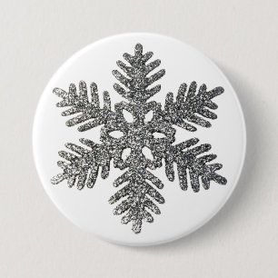 Weihnachtsfeiertag Silber Snowflake Star Design Button