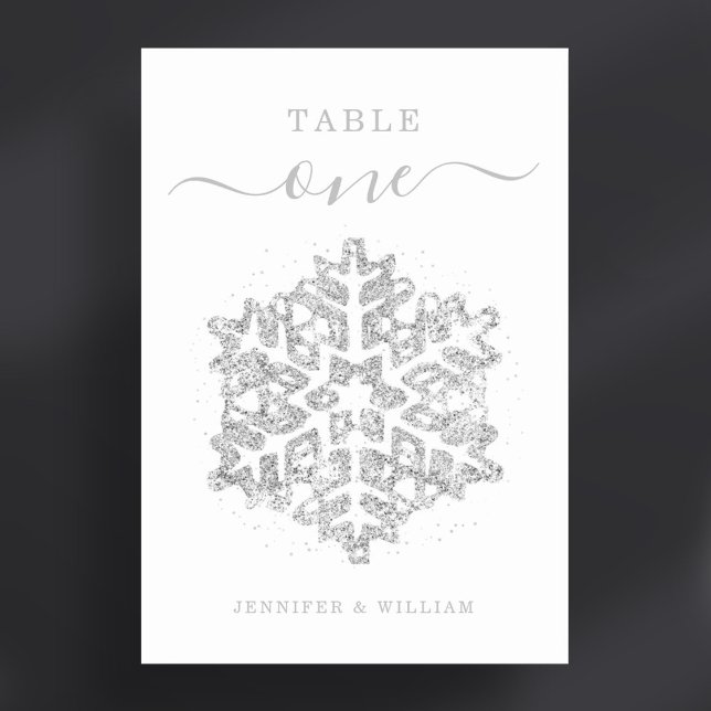 Weihnachtsfeiertag - Silber Tischnummer (Winter Christmas Holiday Wedding Silver Table Number)