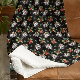 Weihnachtsfeiertag Silberglocken und Holly Sherpadecke