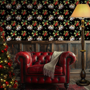Weihnachtsfeiertag Silberglocken und Holly Tapete