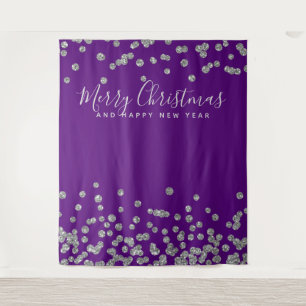 Weihnachtsfeiertag Silver Lila Confetti Wandteppich