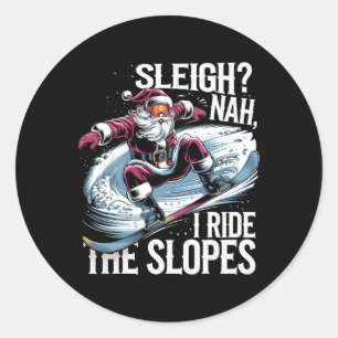 Weihnachtsfeiertag Snowboarden I Ride Runder Aufkleber