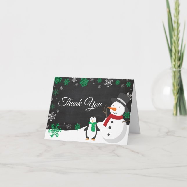 Weihnachtsfeiertag Snowflake Chalkboard Dankeskarte (Vorderseite)