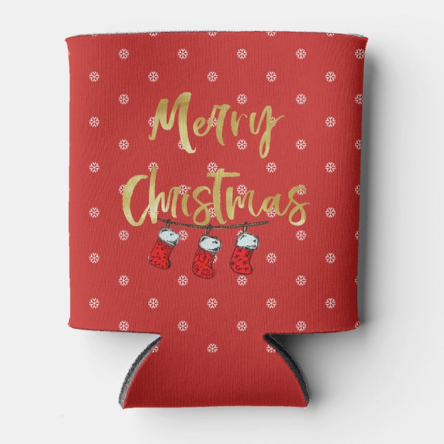 Weihnachtsfeiertag Snowflake Spaß Rot Dosenkühler (Vorderseite)