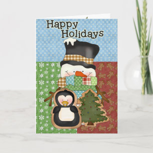 Weihnachtsfeiertag Snowman Gruß oder Einladung