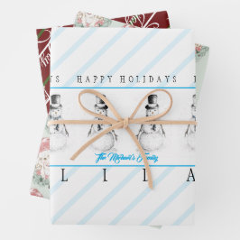 Weihnachtsfeiertag Snowman Santa Joy Geschenk Geschenkpapier Set