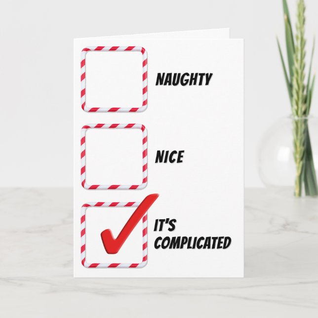 Weihnachtsfeiertag Spaß Naughty oder Nice Karo Box Karte (Vorderseite)