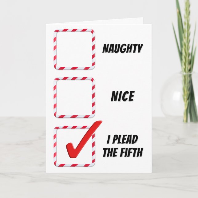 Weihnachtsfeiertag Spaß Naughty oder Nice Karo Box Karte (Vorderseite)