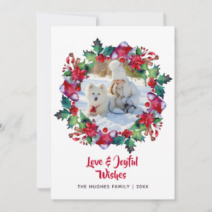 Weihnachtsfeiertag Strumpf Blumenkranz Foto Feiertagskarte