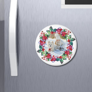 Weihnachtsfeiertag Strumpf Blumenkranz Foto Magnet