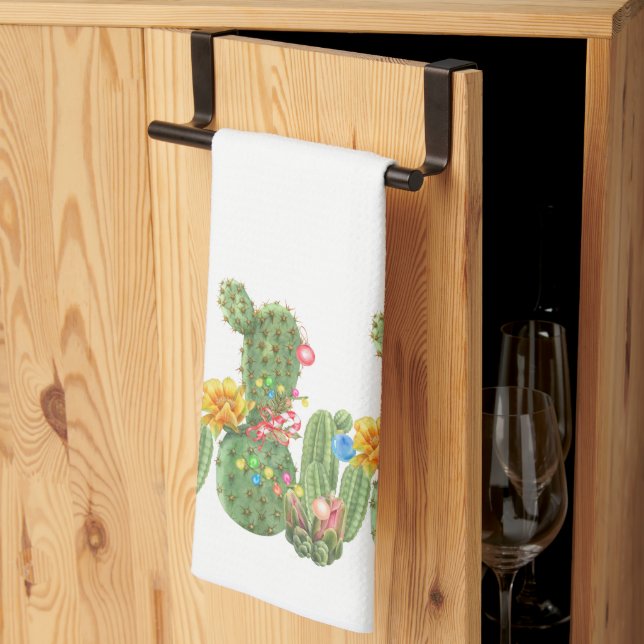 Weihnachtsfeiertag Südwestliche Wasserfarbenkaktus Geschirrtuch (Drittel gefaltet)