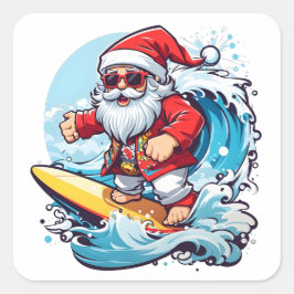 Weihnachtsfeiertag Surfen Weihnachtswaves Quadratischer Aufkleber