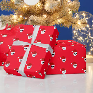 Weihnachtsfeiertag Totenkopf Santa Hut stilvoll mo Geschenkpapier