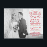 Weihnachtsfeiertag Typografie Foto Postkarte<br><div class="desc">Rett dieses Jahr Geld,  indem du Postkarten für Fotos deiner Familie verschickt; du rette auf den Karten selbst,  Portokosten und keine Umschläge benötigt. Dieses Typografie-Overlay eignet sich hervorragend für ein leichtes Foto. Weitere Farben sind verfügbar,  um mit einem dunklen Foto zu arbeiten.</div>