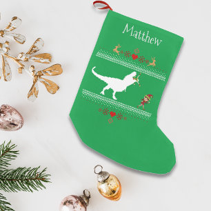 Weihnachtsfeiertag Ugly Sweater T-Rex Elf Funny Kleiner Weihnachtsstrumpf