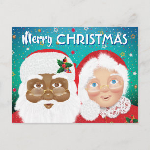 Weihnachtsfeiertag und Frau Claus Biracial Postkarte