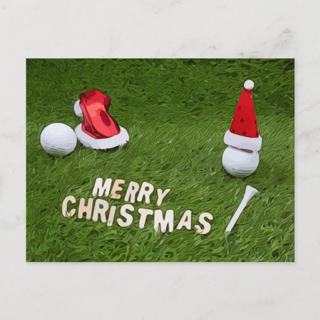 Weihnachtsfeiertag und Golf und Weihnachtsmannmütz Postkarte (Vorderseite)
