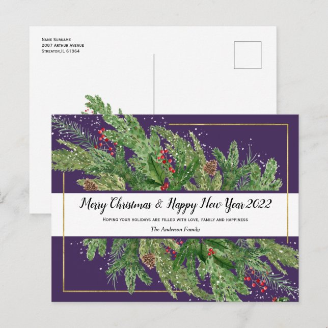 Weihnachtsfeiertag und Neues Jahr 2022 Postkarte (Vorne/Hinten)