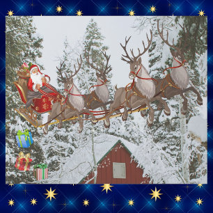 Weihnachtsfeiertag und sein Rentier fliegen groß Geschenkpapier