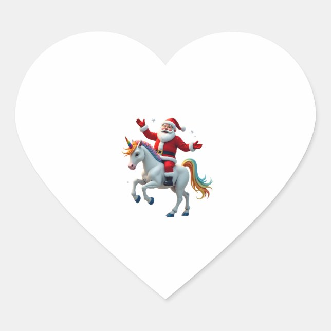 Weihnachtsfeiertag - Unicorn Herz-Aufkleber (Vorderseite)