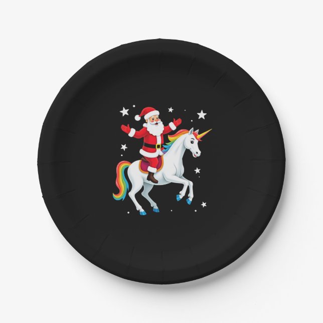 Weihnachtsfeiertag - Unicorn Pappteller (Vorderseite)