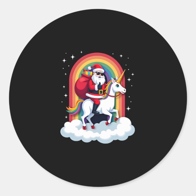 Weihnachtsfeiertag - Unicorn Runder Aufkleber (Vorderseite)