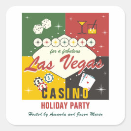 Weihnachtsfeiertag Vegas Casino Poker Party Quadratischer Aufkleber