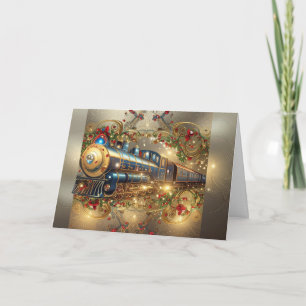 Weihnachtsfeiertag Viktorianischer Eleganter Dampf Feiertagskarte