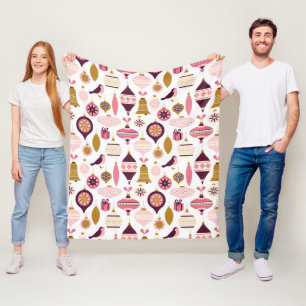 Weihnachtsfeiertag Vintag Retro Dekorationen Baubl Fleecedecke