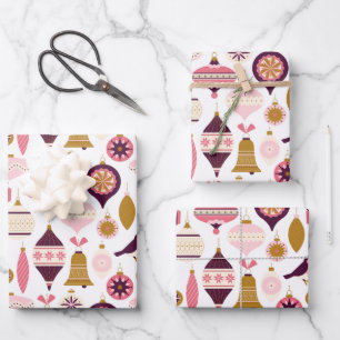 Weihnachtsfeiertag Vintag Retro Dekorationen Baubl Geschenkpapier Set