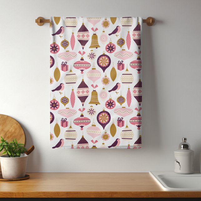 Weihnachtsfeiertag Vintag Retro Dekorationen Baubl Geschirrtuch (Von Creator hochgeladen)