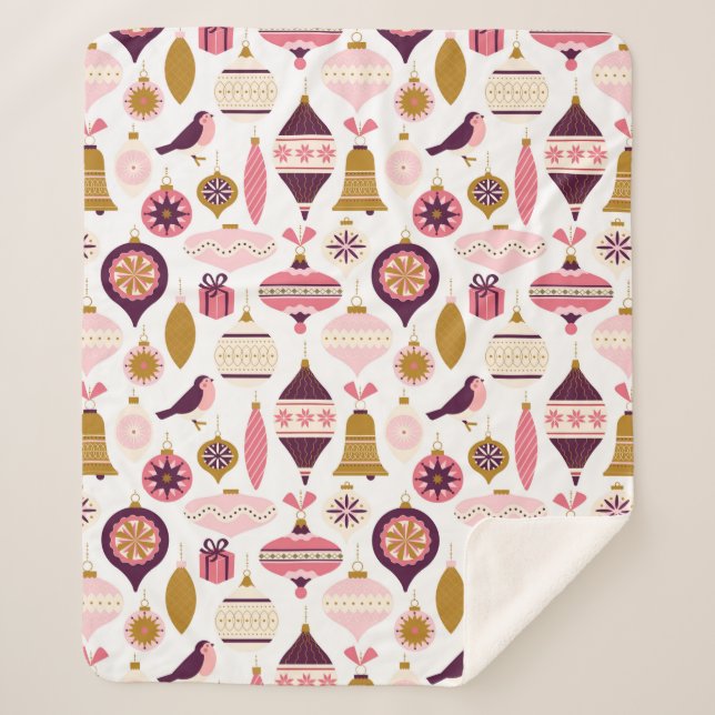 Weihnachtsfeiertag Vintag Retro Dekorationen Baubl Sherpadecke (Vorderseite)